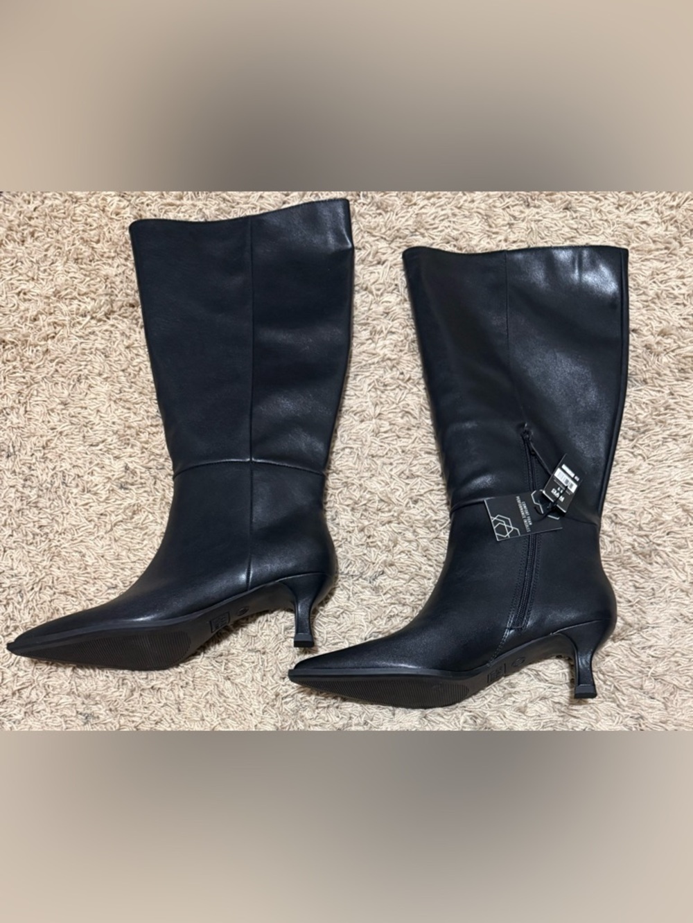 Madden NYC Faux Leather Knee High Wide Calf Boots With Kitten Heel Size: 11